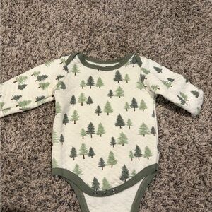 Green and White Tree Print Kids One Piece